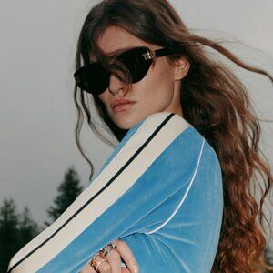 Palm Angels PERI10F MIRACLE 1007 Cat Eye Sunglasses - Black/Dark Grey